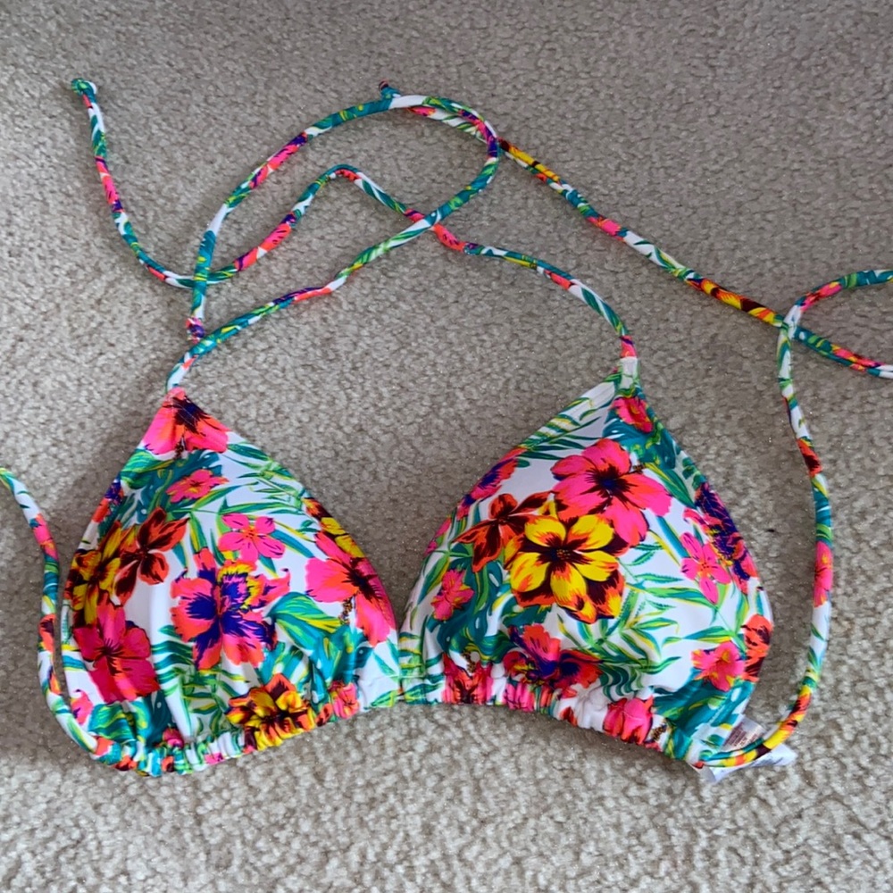 Primary Floral Bathing Suit Top Size 12 with removable padding